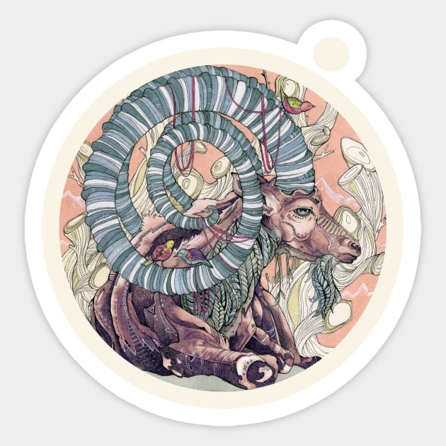 Nubian Ibex Sticker by FarynHughes